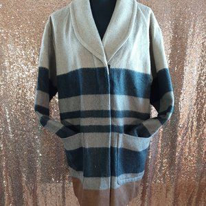 Ann Taylor-Loft Blanket Stripe Wool Blend Trench Jacket Size XS